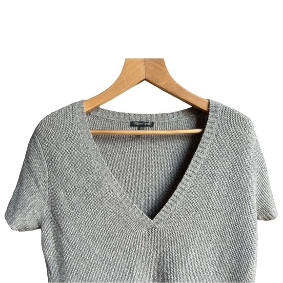 Eileen Fisher Women’s Wool Silk Nylon Blend Vneck Short Sleeve Sweater, Medium - Picture 3 of 10